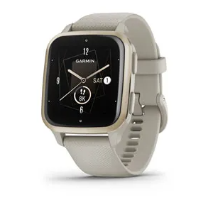 Garmin Venu Sq 2 - Music Edition, Cream Gold Aluminum Bezel with French Gray Case and Silicone Band